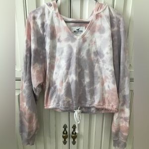 Hollister Tie-Dye Cropped V-Neck Hoodie